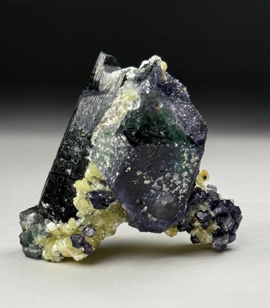Fluorite on Schorl