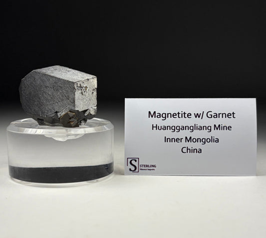 Magnetite w/ Garnet on Custom Stand