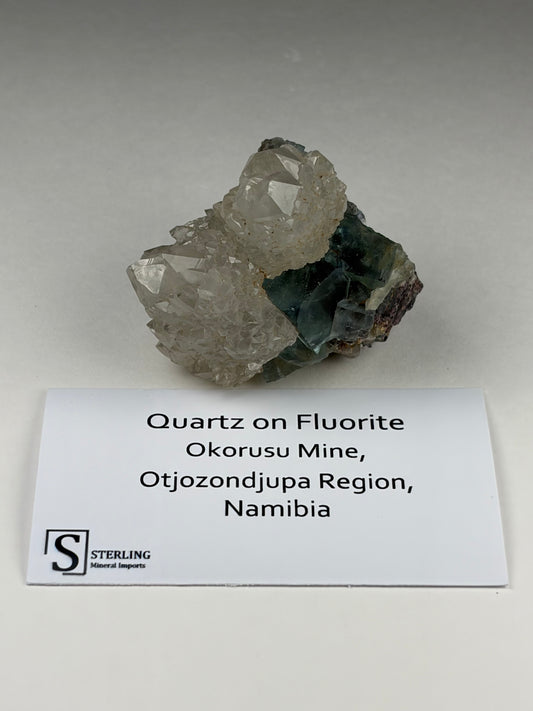 Quartz on Fluorite