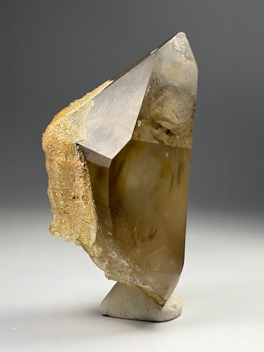 Hyalite on Smoky Quartz