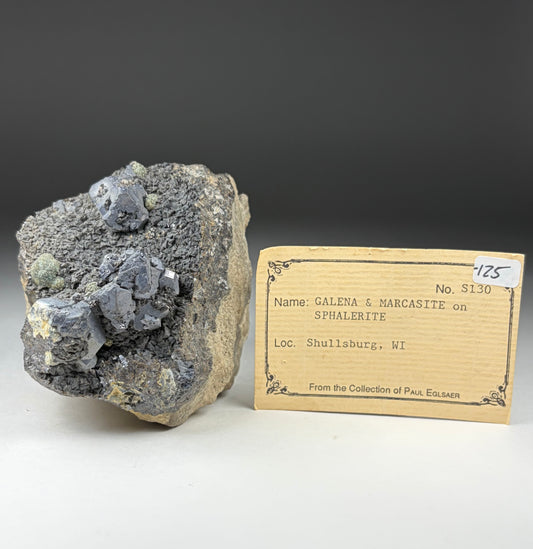 Galena and Marcasite on Sphalerite