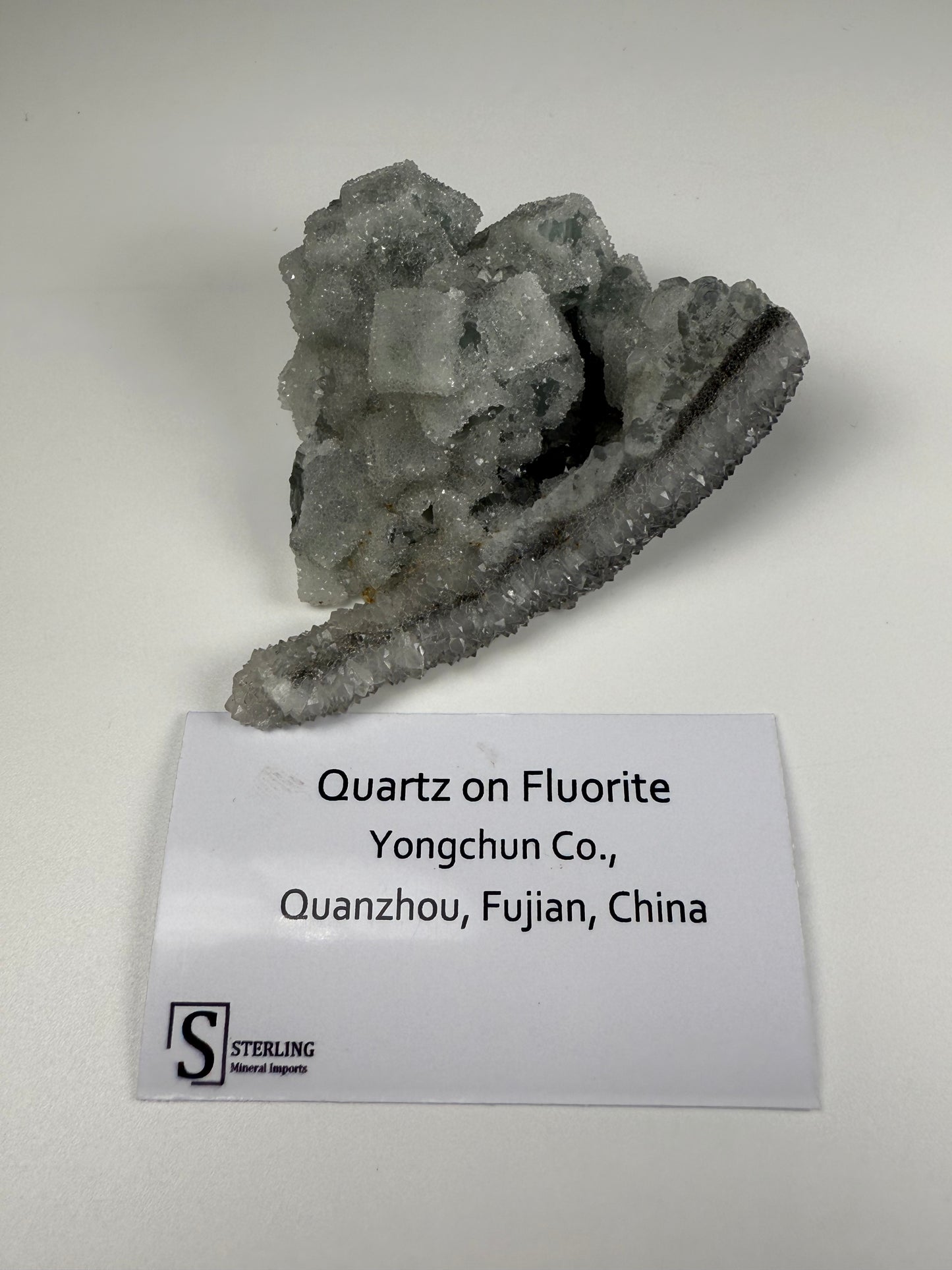 Quartz on Fluorite
