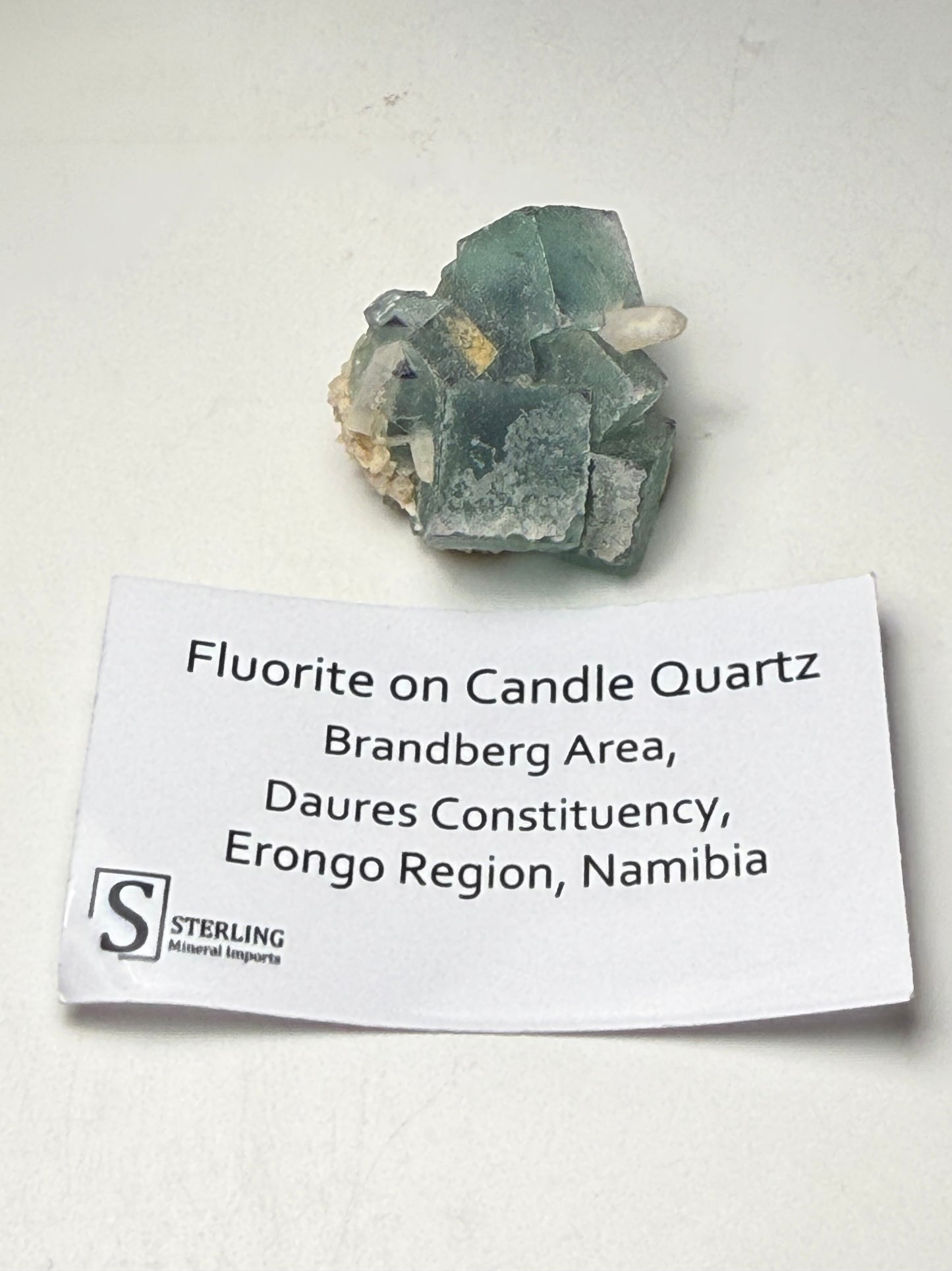 Fluorite on Candle Quartz