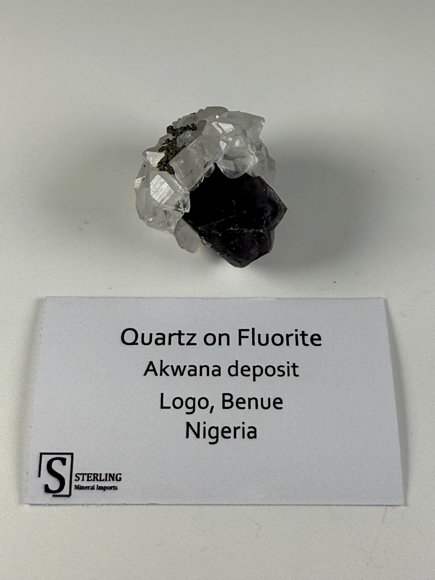 Quartz on Fluorite
