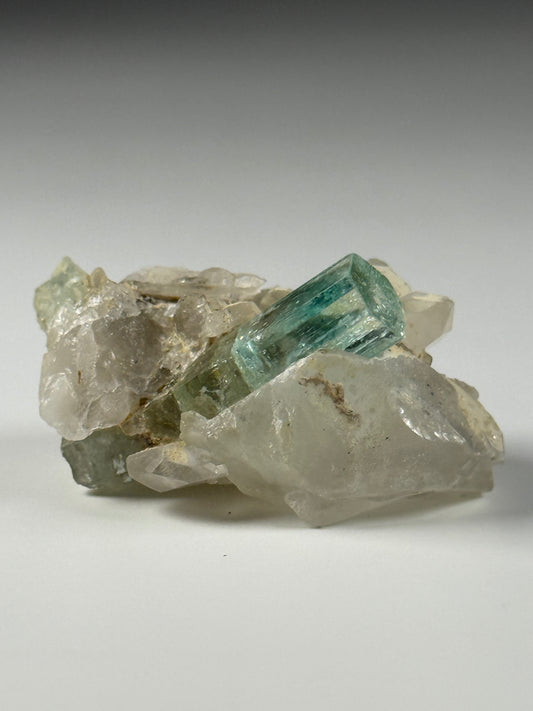 Green Beryl on Quartz