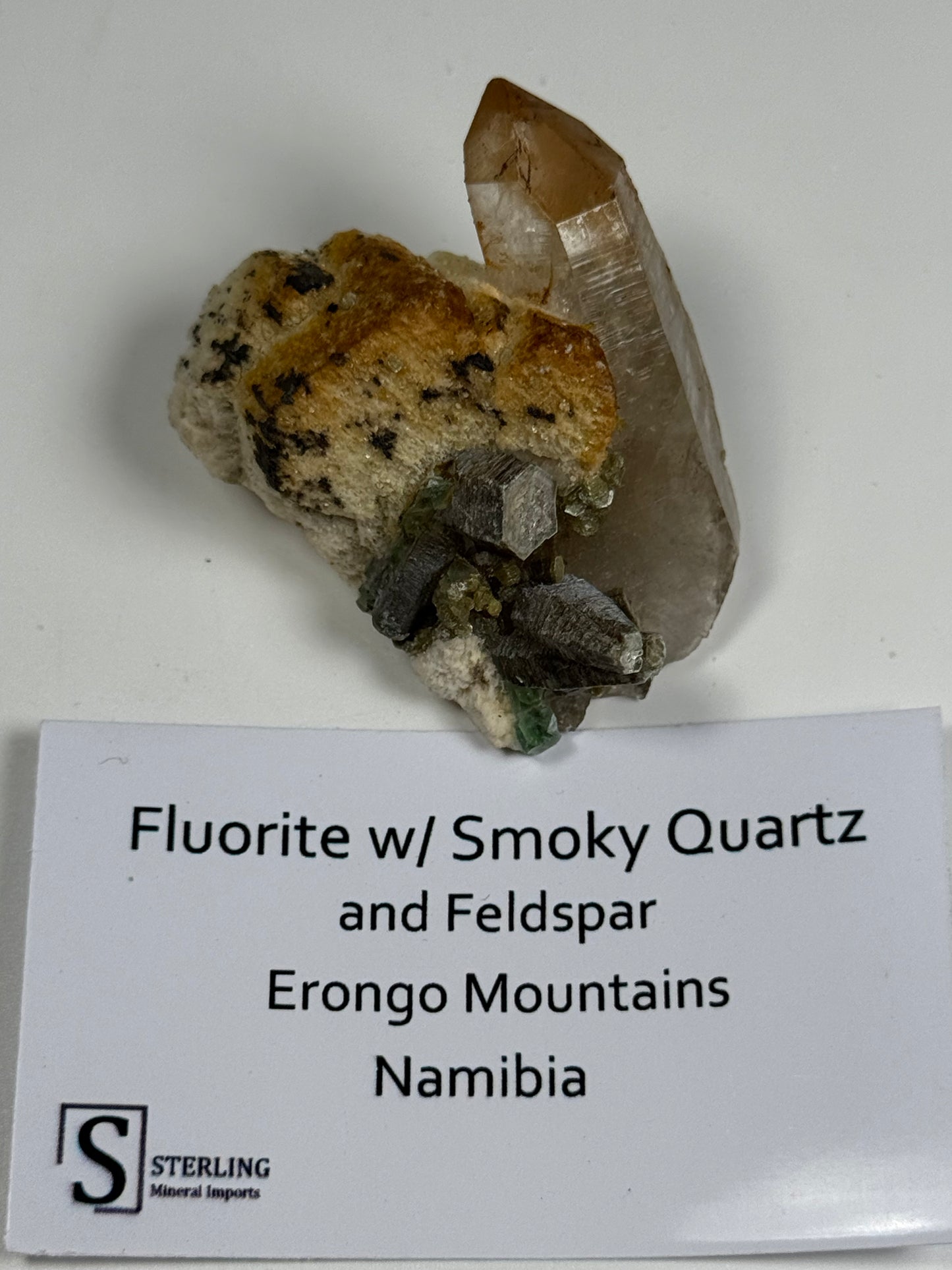 Fluorite w/Smoky Quartz and Feldspar