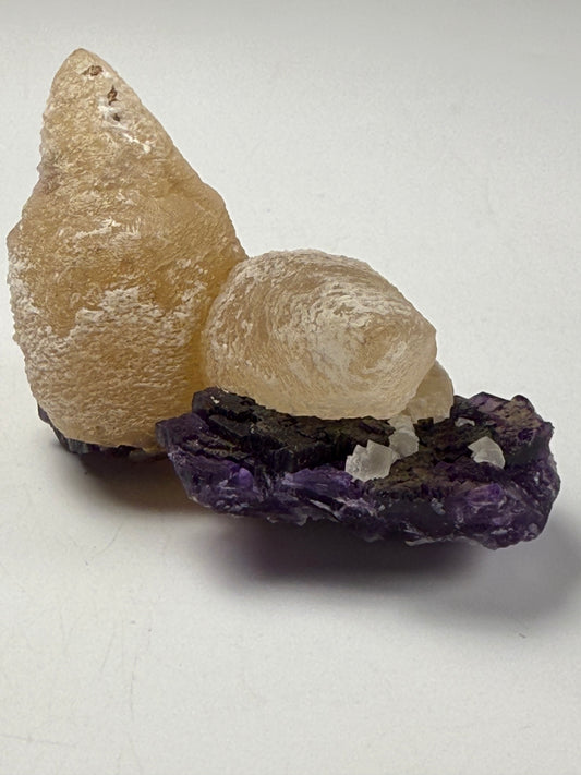 Calcite on Fluorite