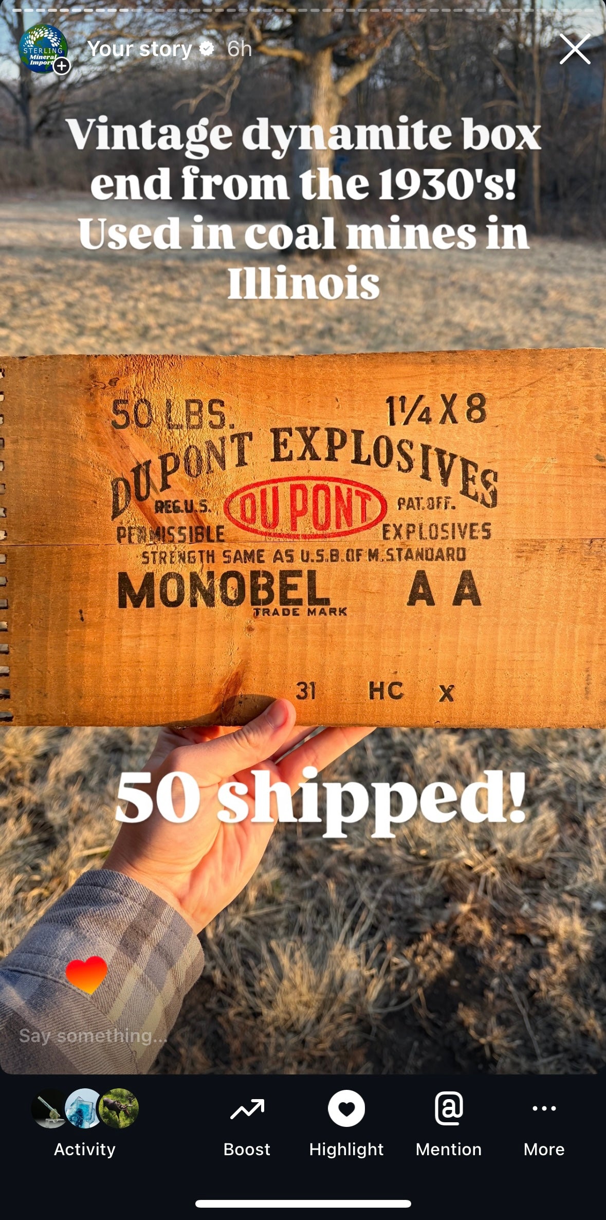 Vintage dynamite box end from the 1930's!
Used in coal mines in
Illinois