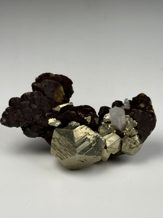 Pyrite on Siderite and Quartz