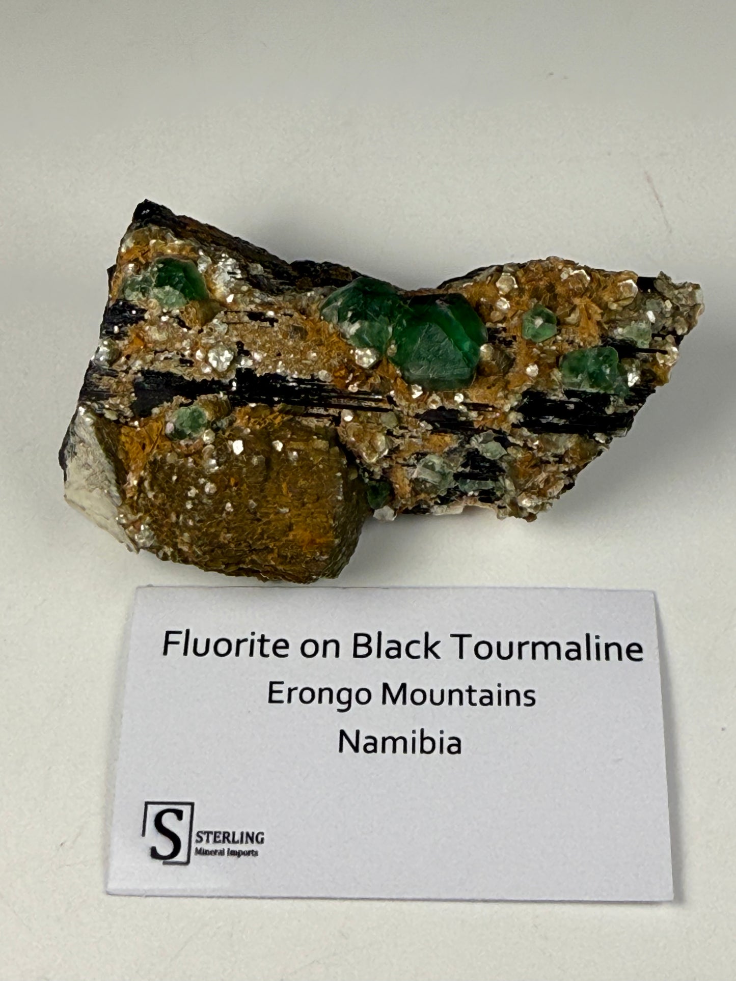 Fluorite on Black Tourmaline