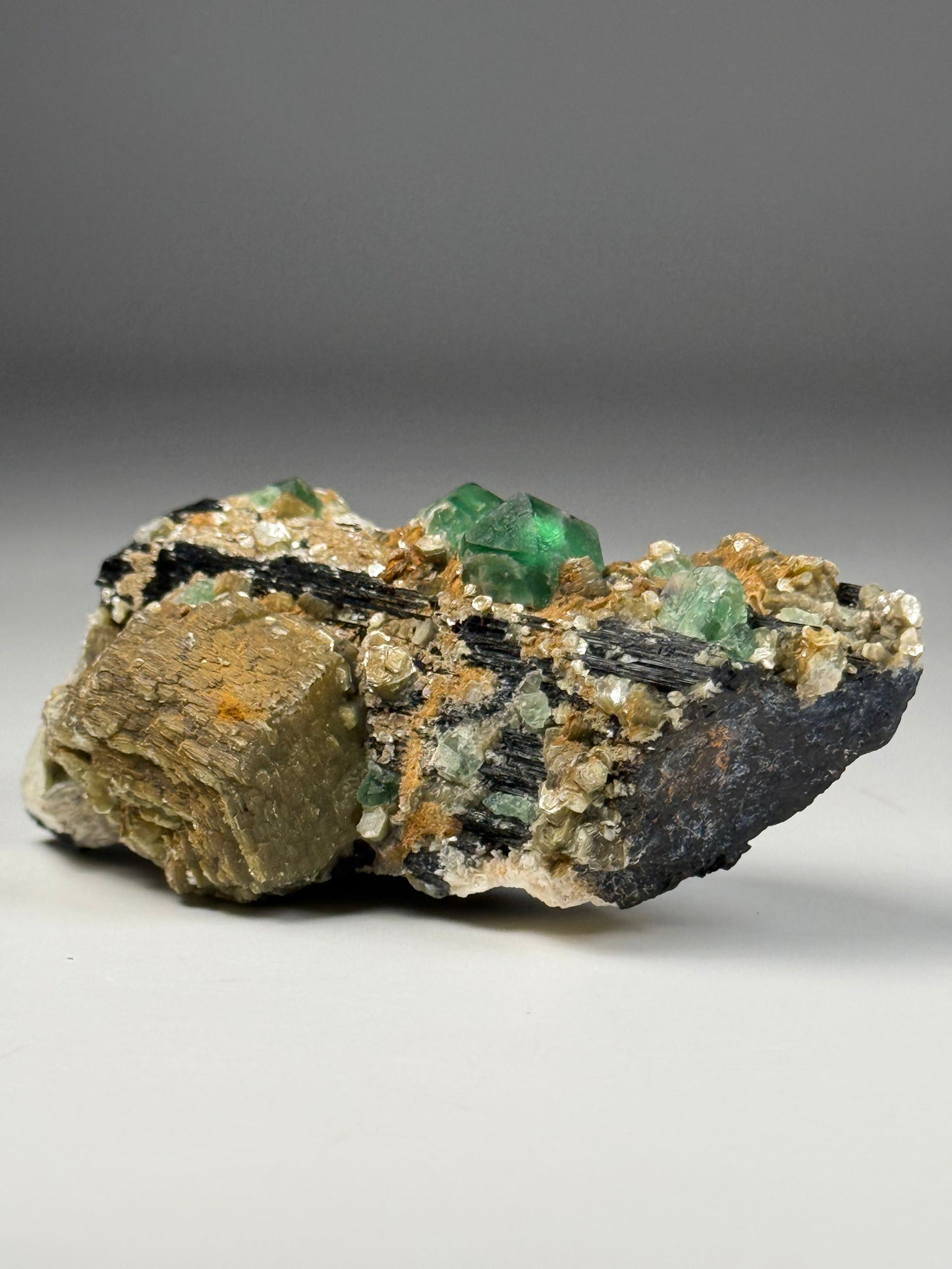 Fluorite on Black Tourmaline