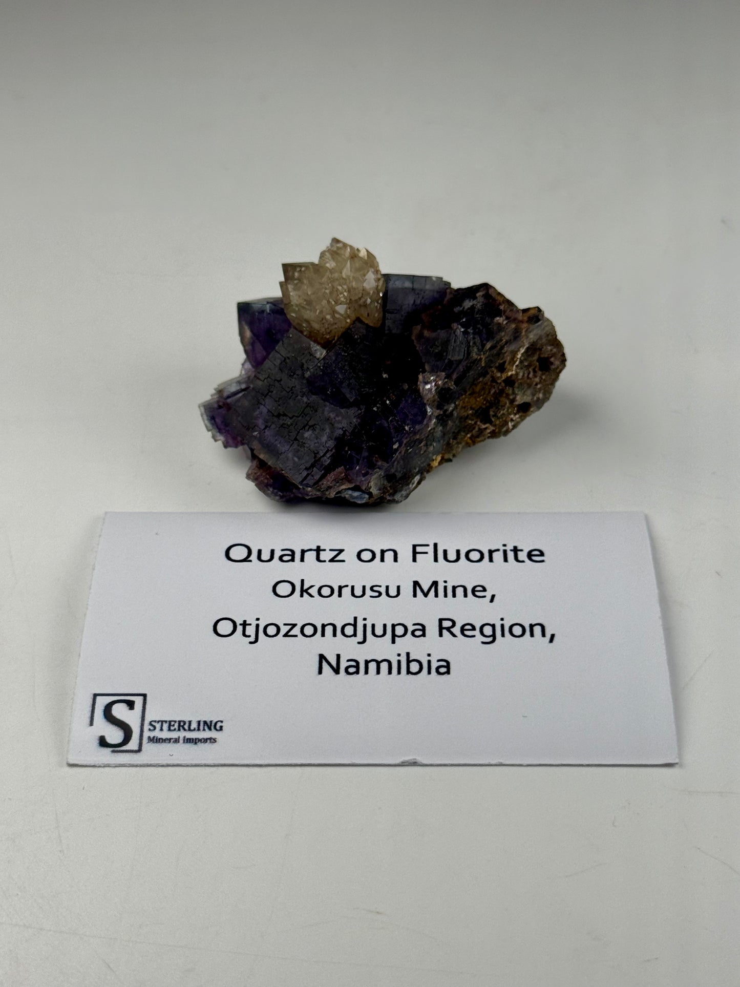 Quartz on Fluorite
