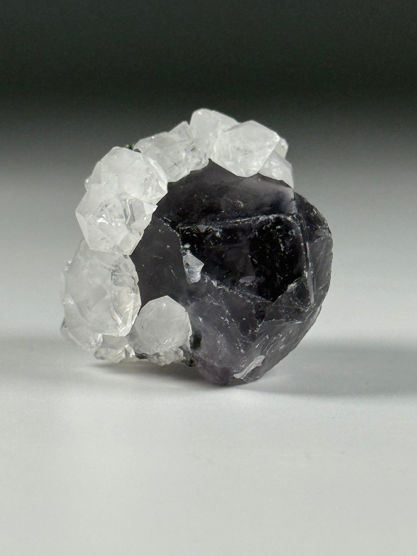 Quartz on Fluorite