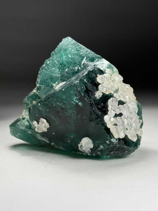 Quartz on Fluorite