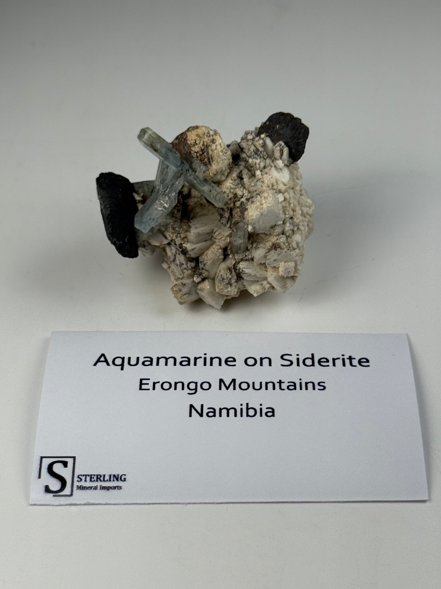 Aquamarine on Siderite