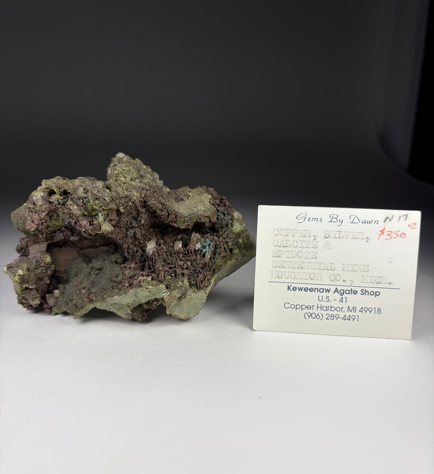 Copper w/ Epidote, Silver, and Calcite