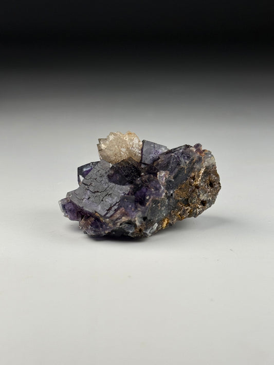 Quartz on Fluorite