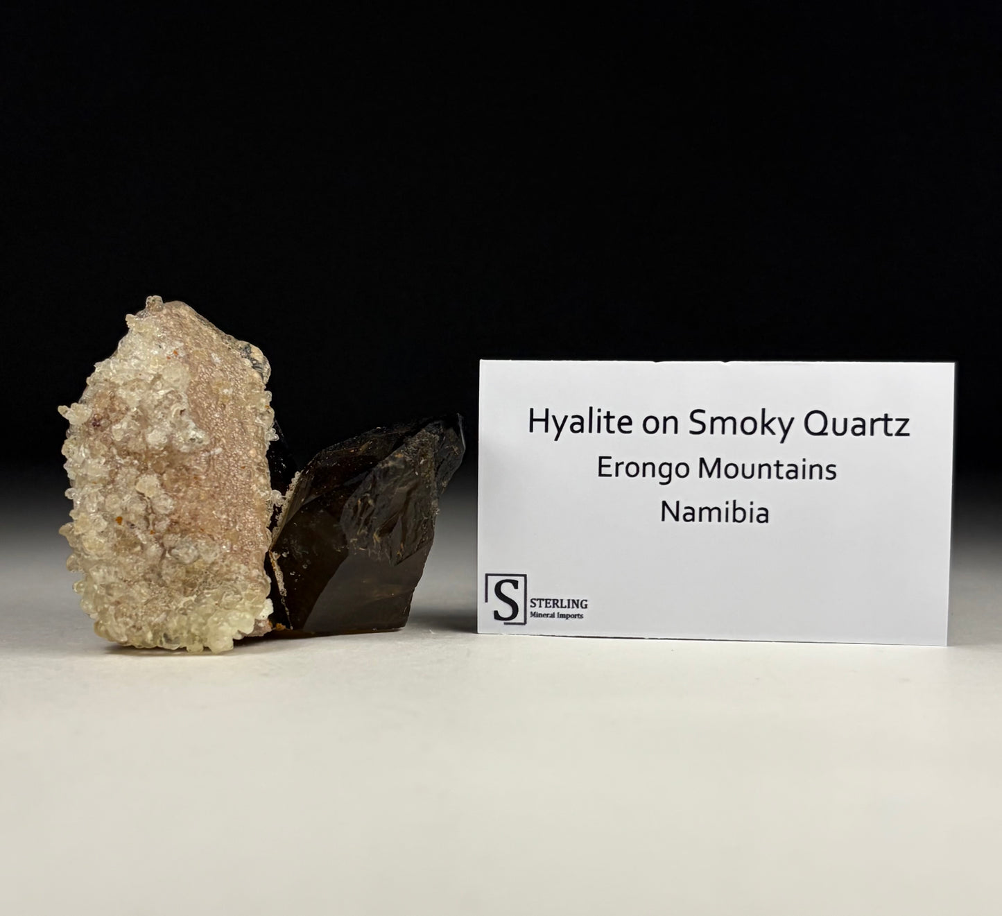 Hyalite on Smoky Quartz