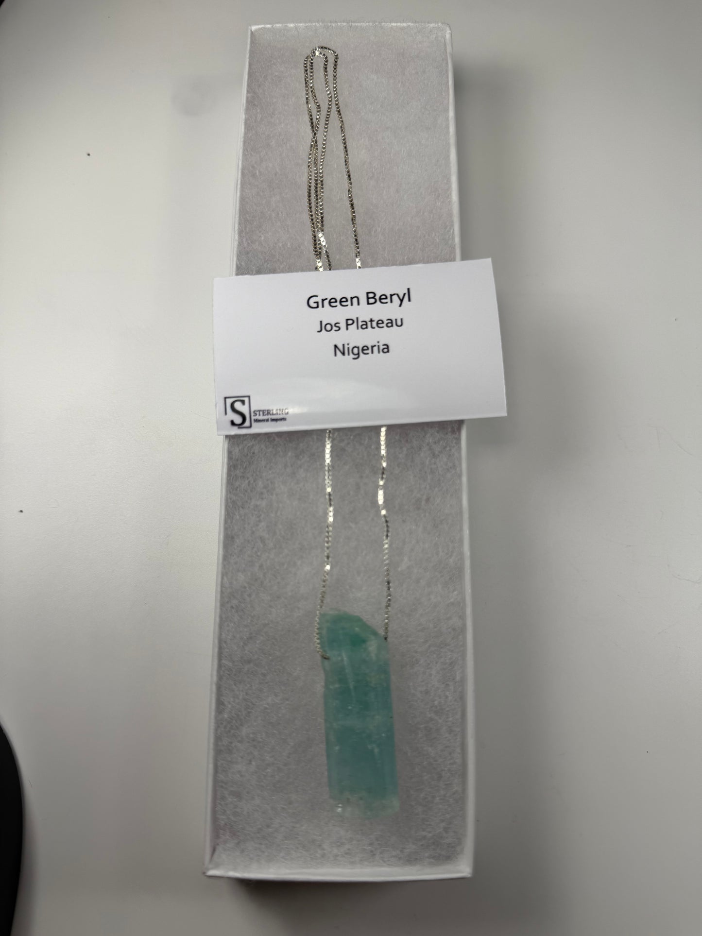 Green Beryl Pendant with Chain