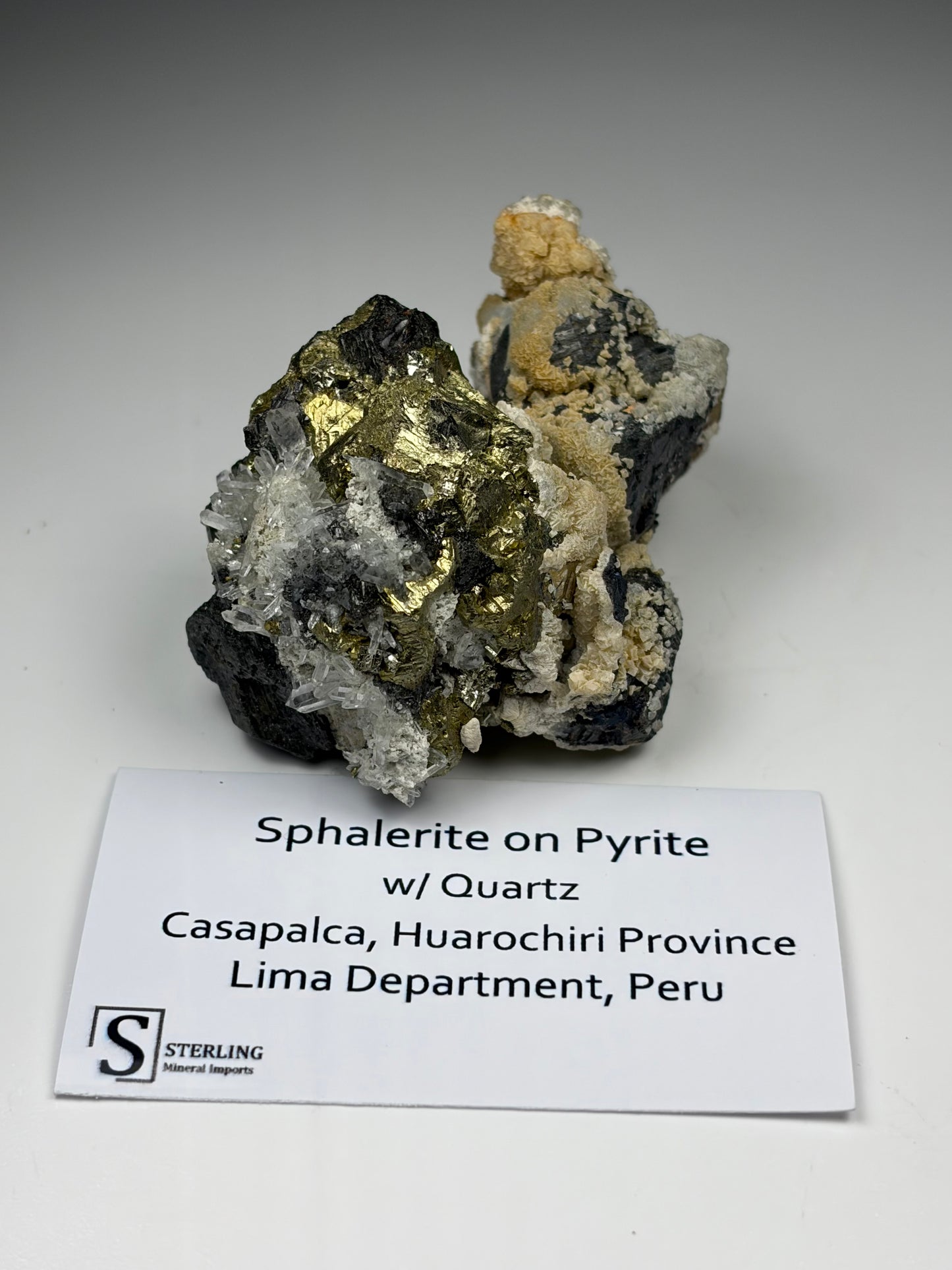 Sphalerite on Pyrite w/ Quartz
