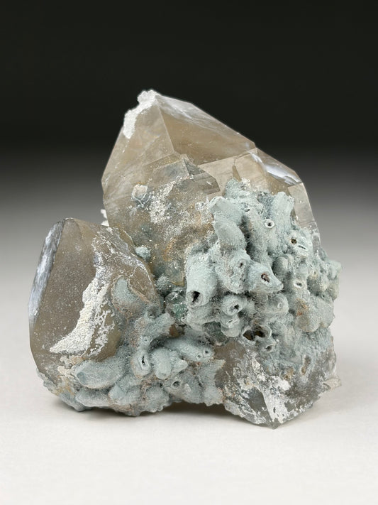 Foitite on Smoky Quartz