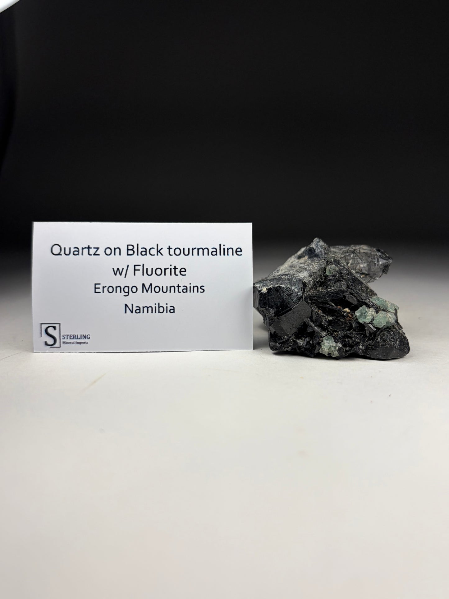 Quartz on Black Tourmaline w/ Fluorite