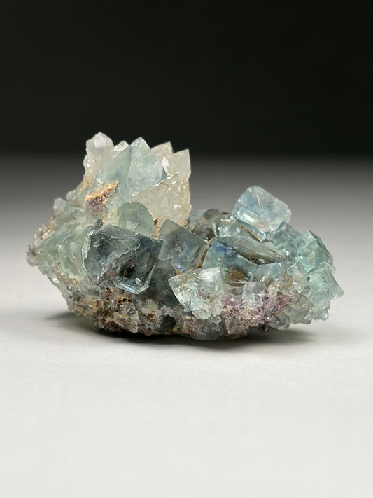 Quartz on Fluorite