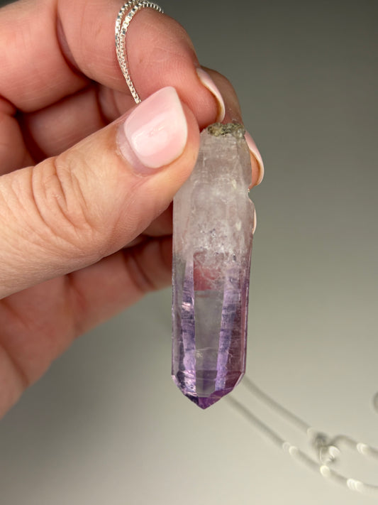 Amethyst pendant w/ 24” Sterling Silver chain