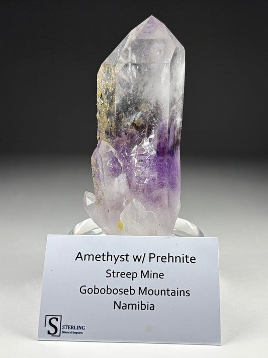 Amethyst w/ Prehnite w/ Custom Stand