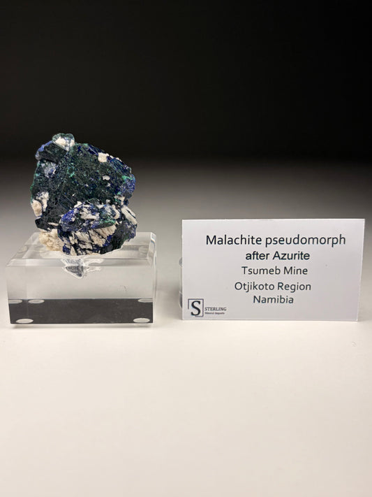 Malachite Pseudomorph after Azurite w/ Custom Stand