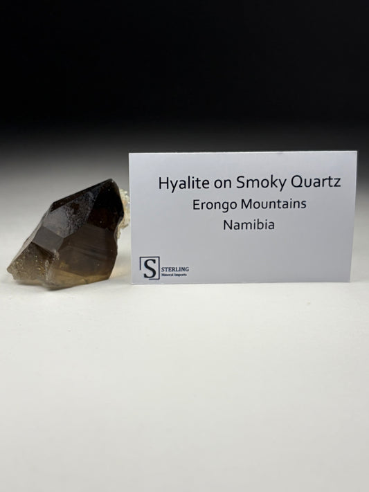 Hyalite on Smoky Quartz