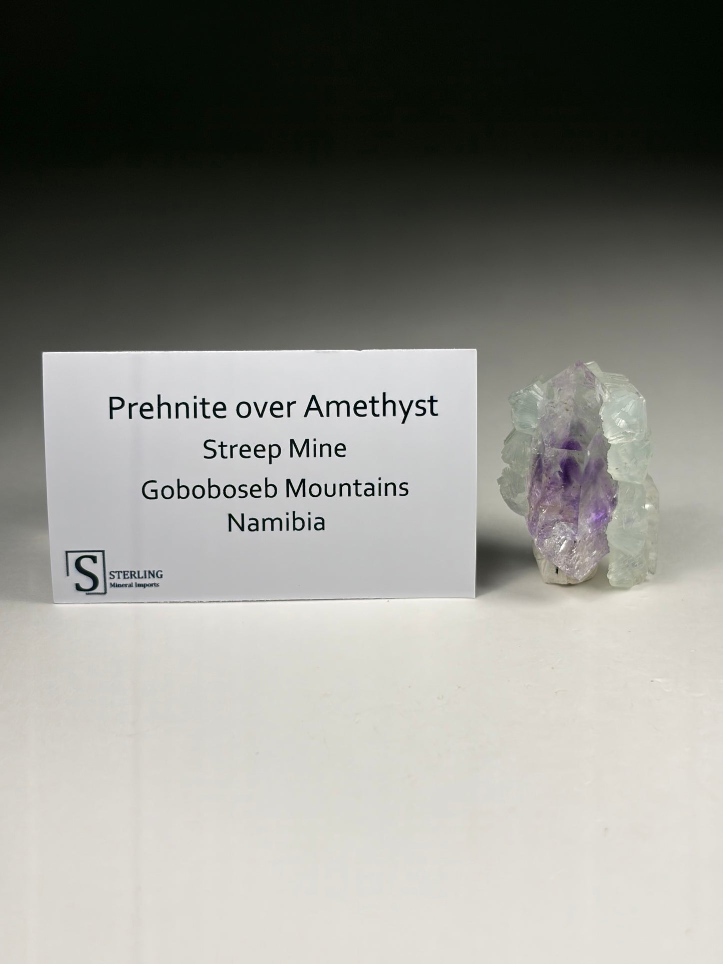 Prehnite over Amethyst