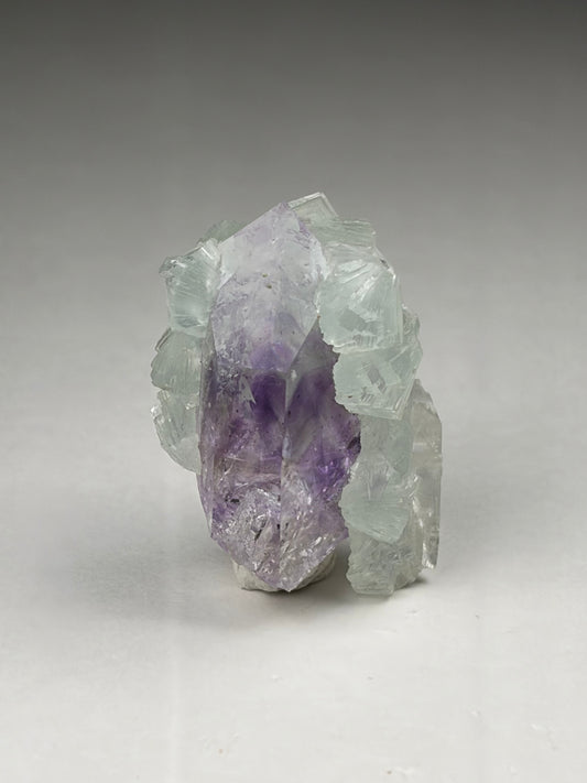 Prehnite over Amethyst