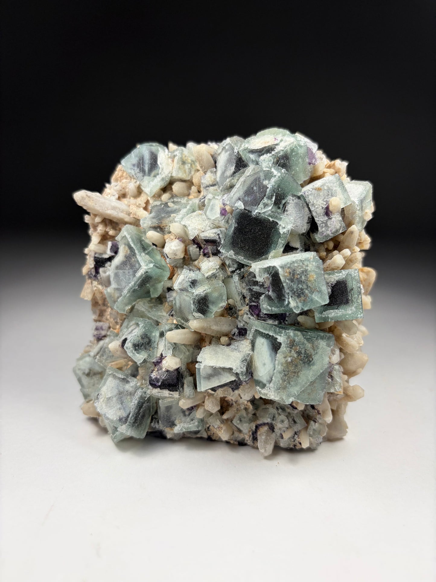 Fluorite on Candle Quartz