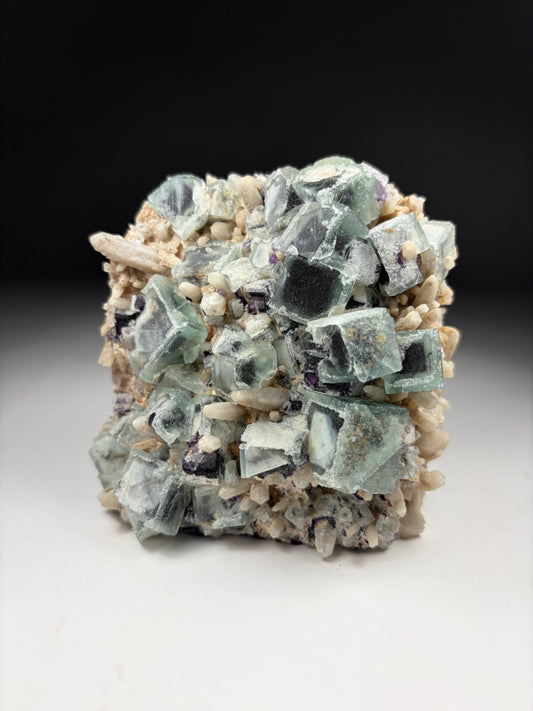 Fluorite on Candle Quartz