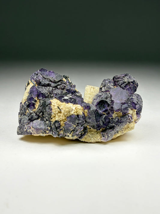 Goshenite on Fluorite w/ Black Tourmaline