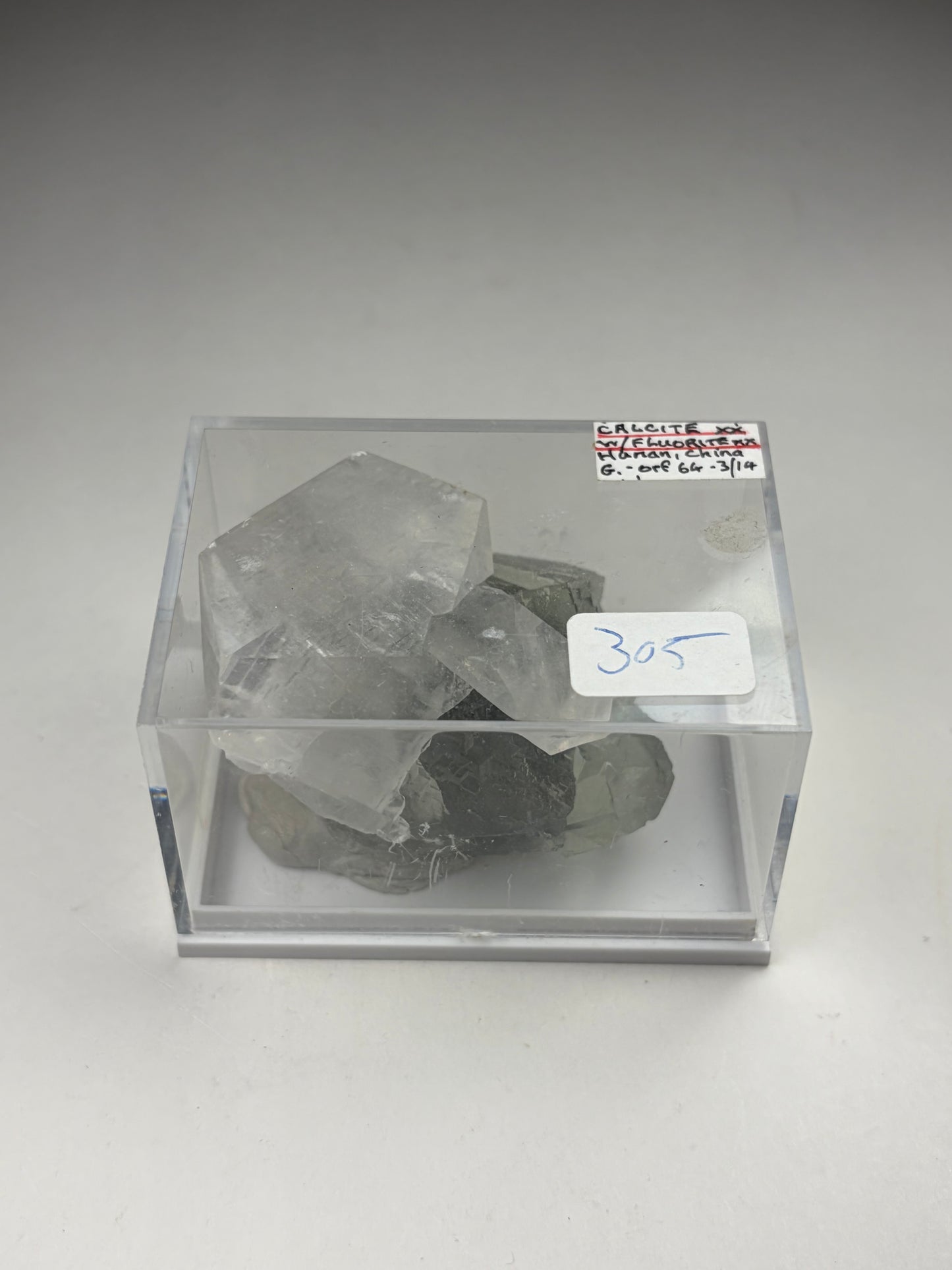 Calcite on Fluorite