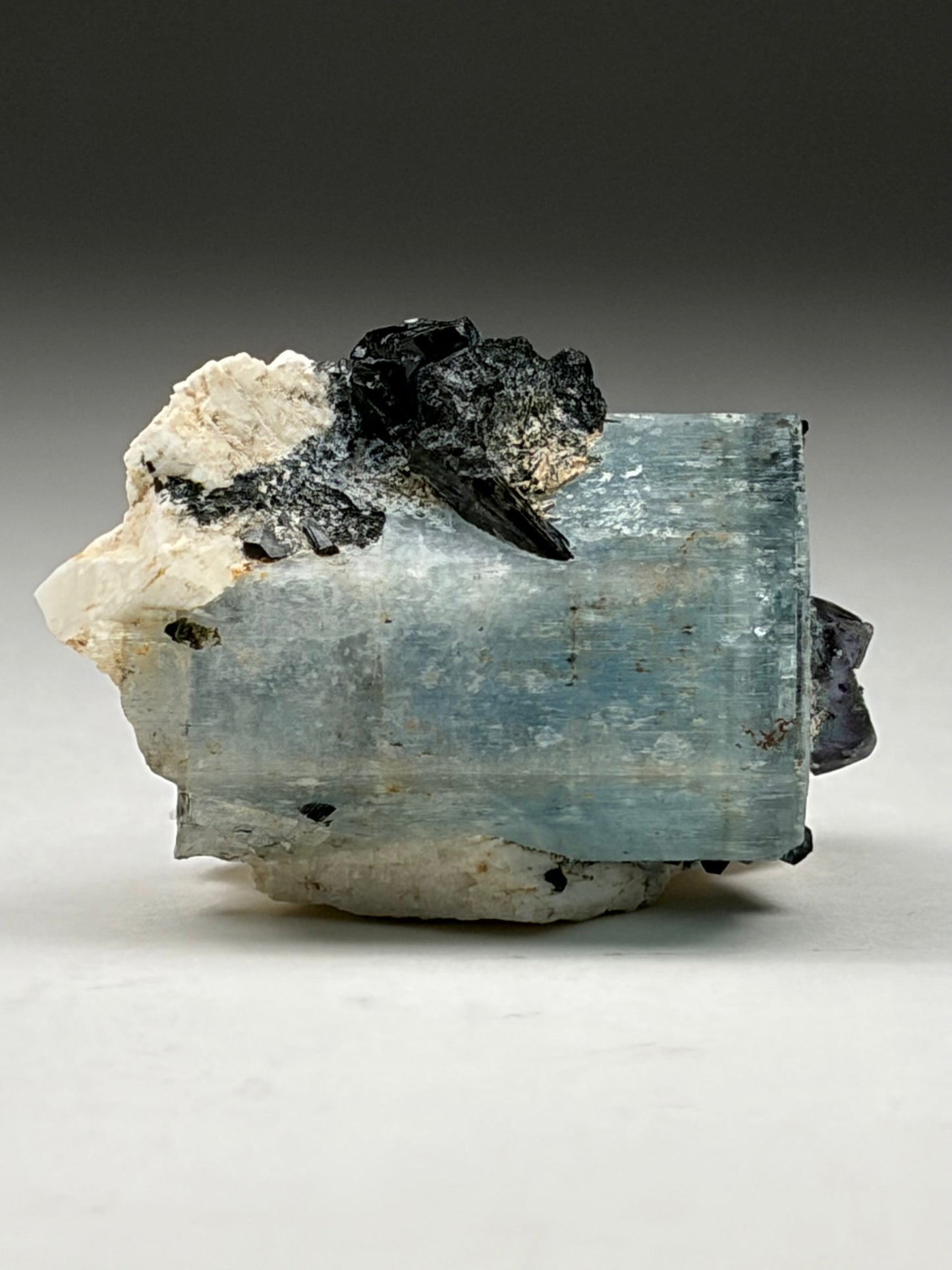 Fluorite on Aquamarine w/ Black Tourmaline
