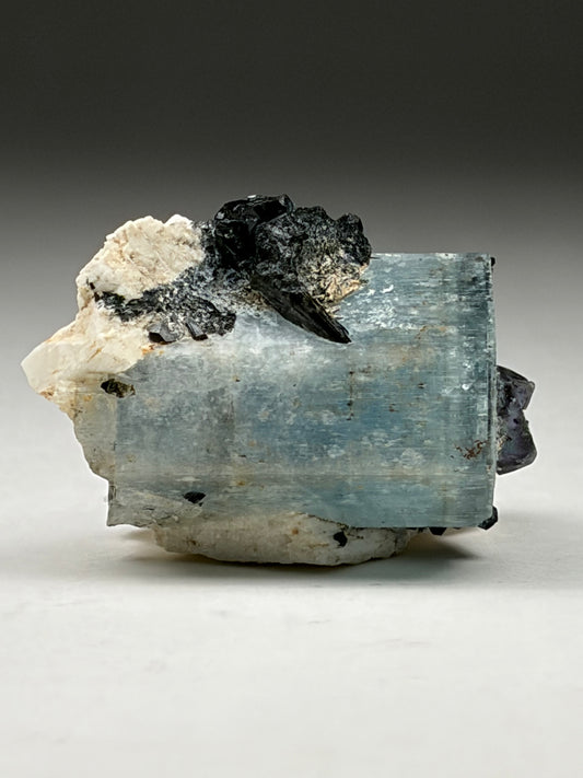 Fluorite on Aquamarine w/ Black Tourmaline