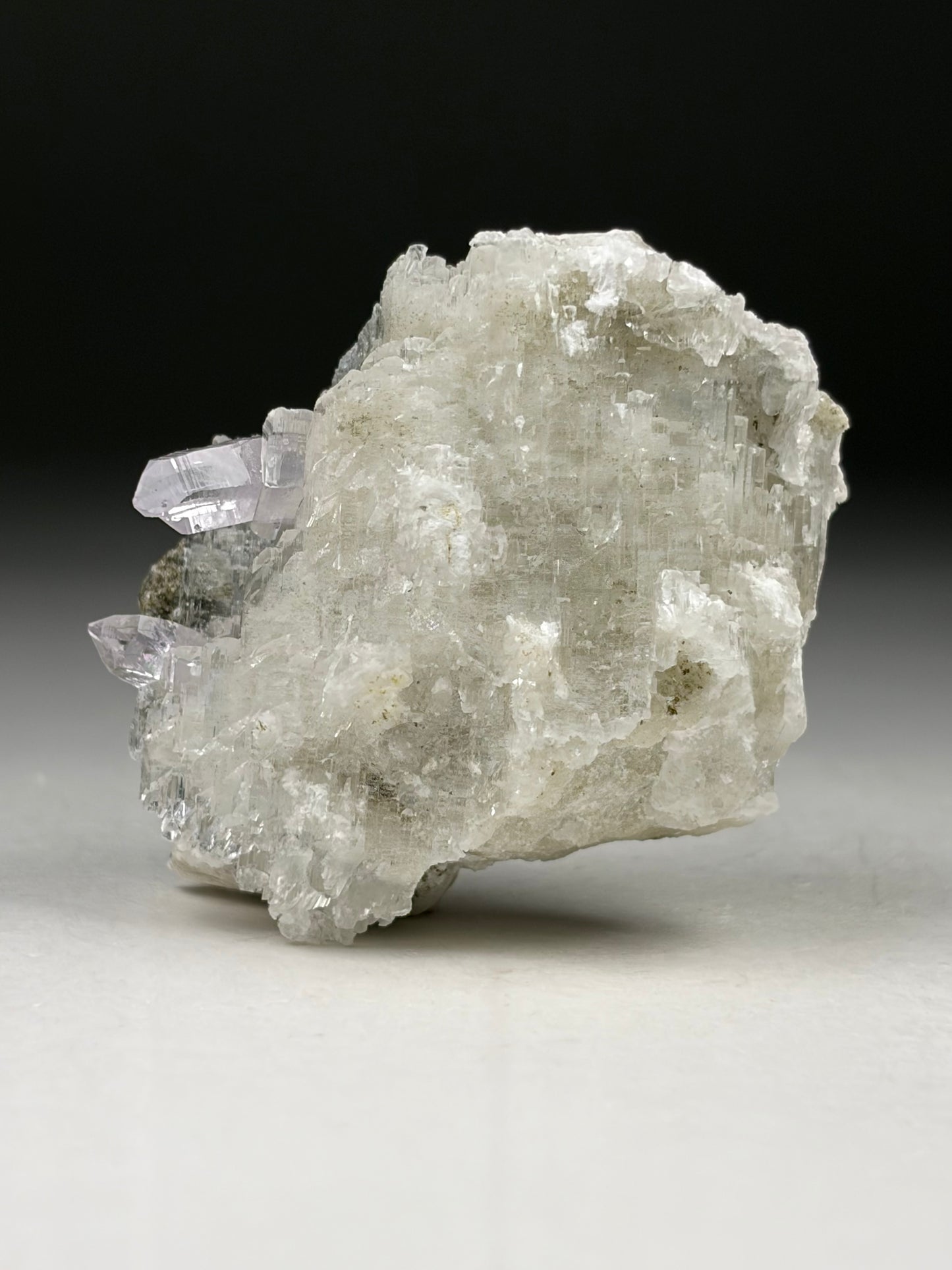 Selenite on Amethyst