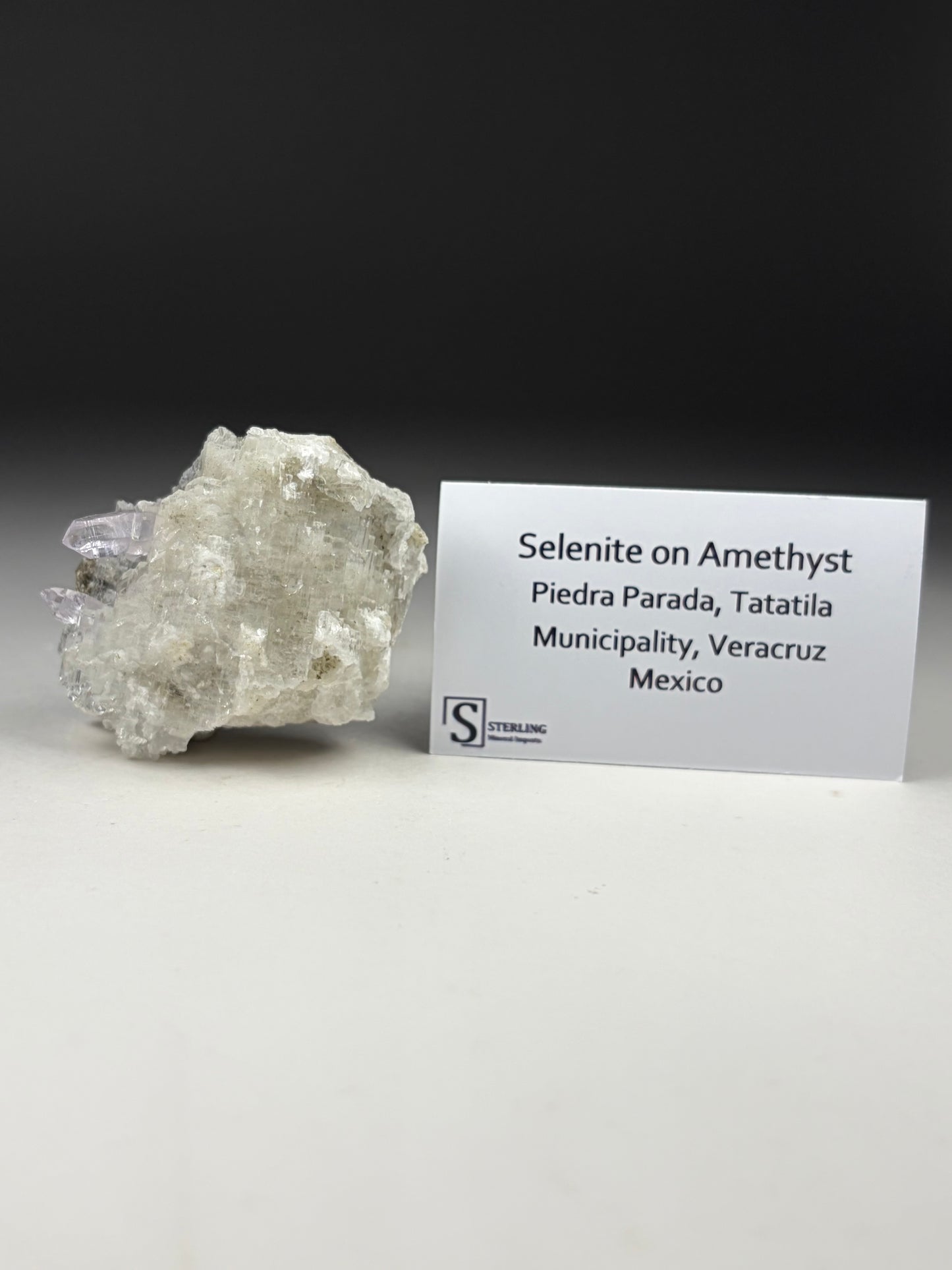 Selenite on Amethyst