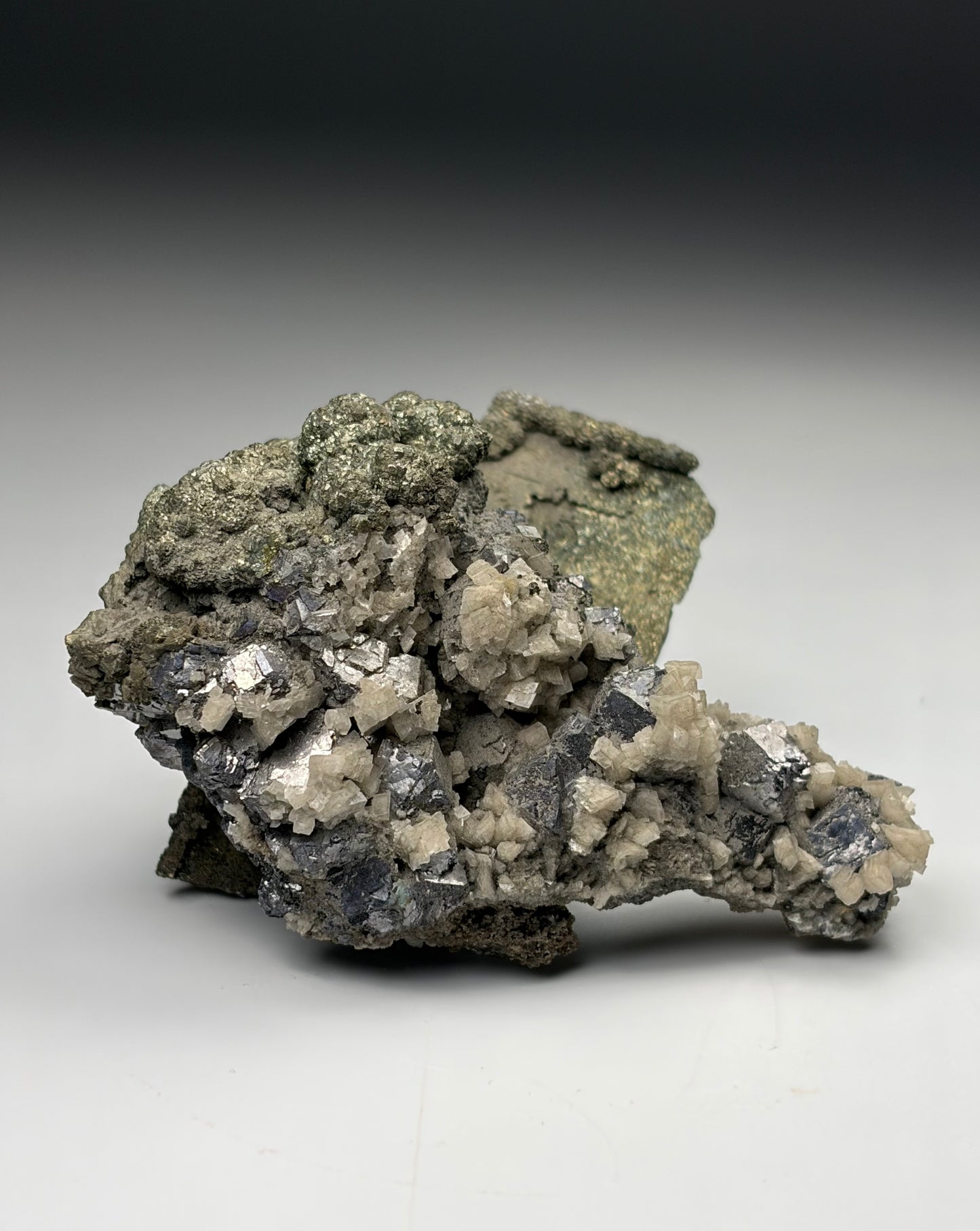 Pyrite after Anhydrite w/ Galena