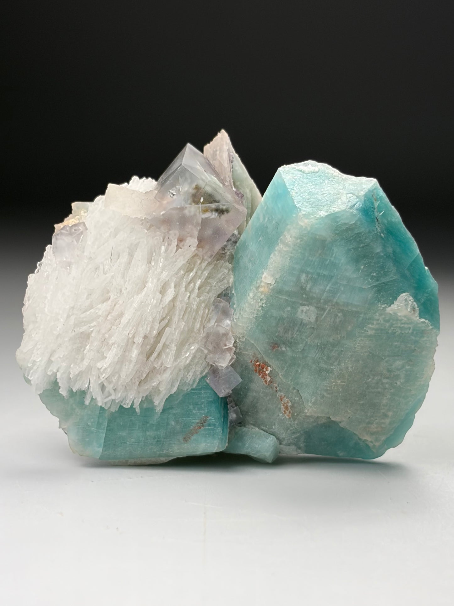 Amazonite w/ Cleavelandite and Fluorite
