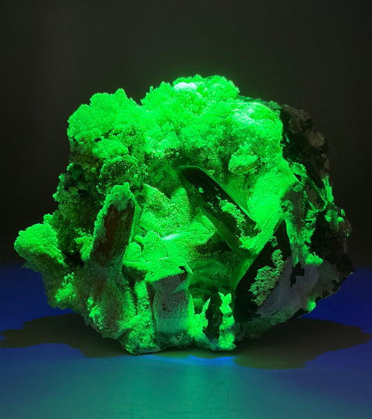 Hyalite on Smoky Quartz