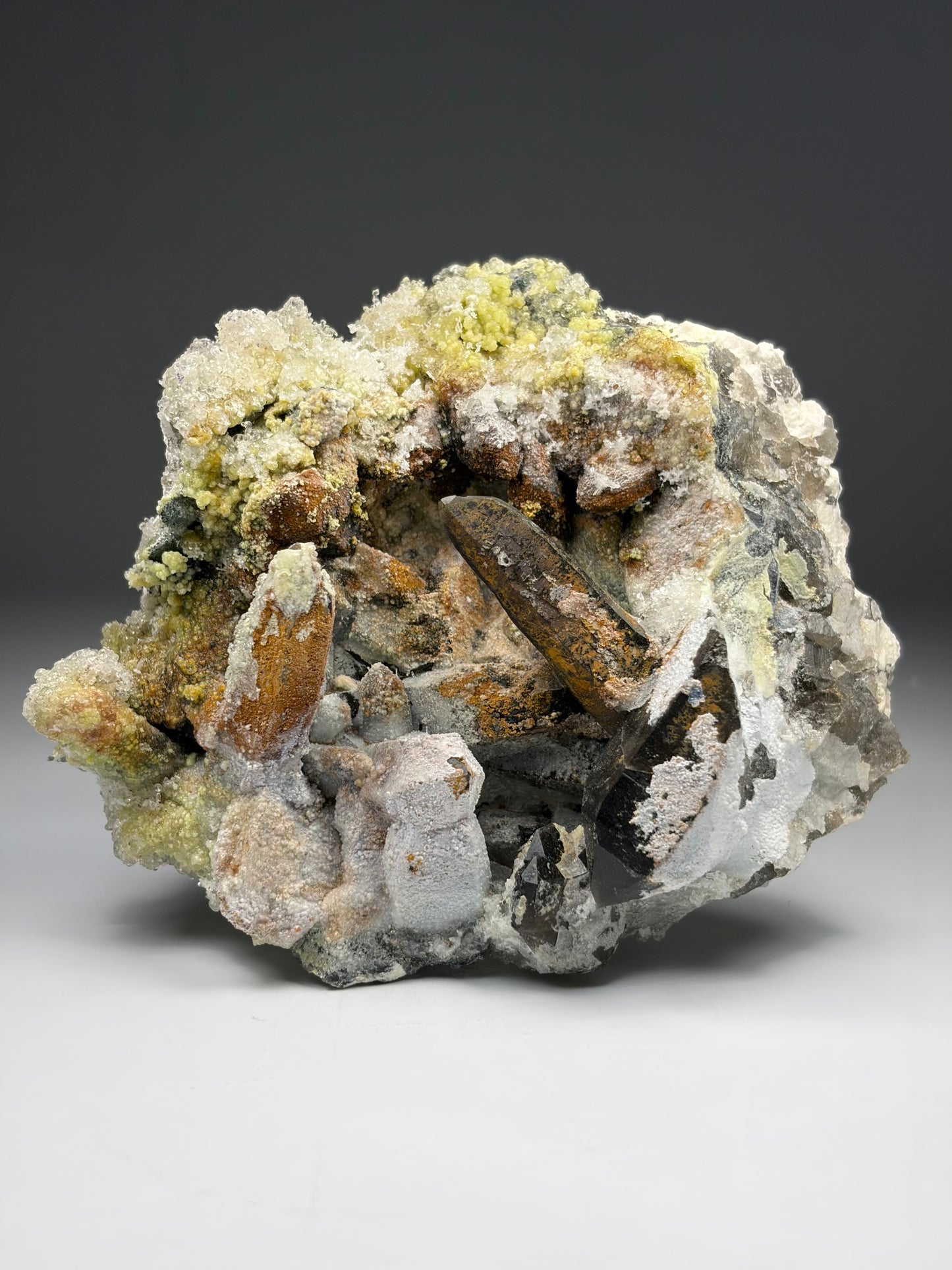 Hyalite on Smoky Quartz
