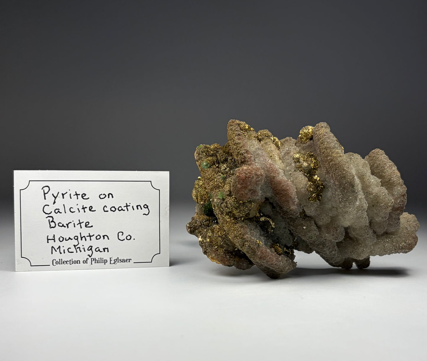 Pyrite and Calcite on Barite