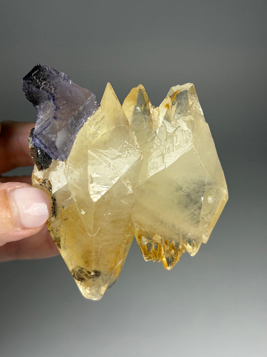 Calcite on Fluorite