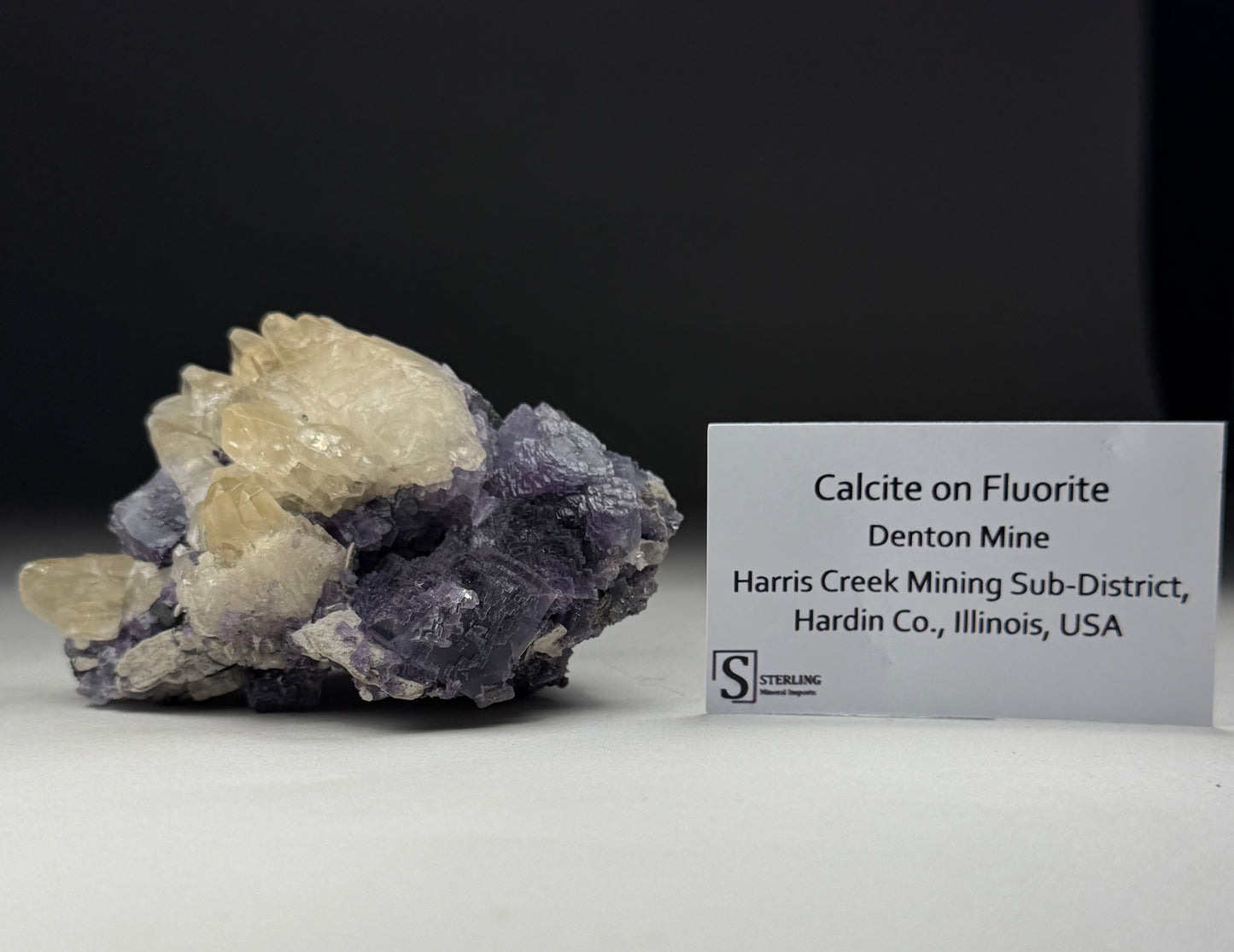 Calcite on Fluorite