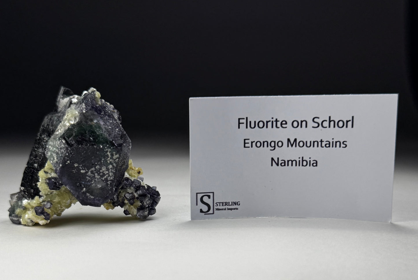 Fluorite on Schorl