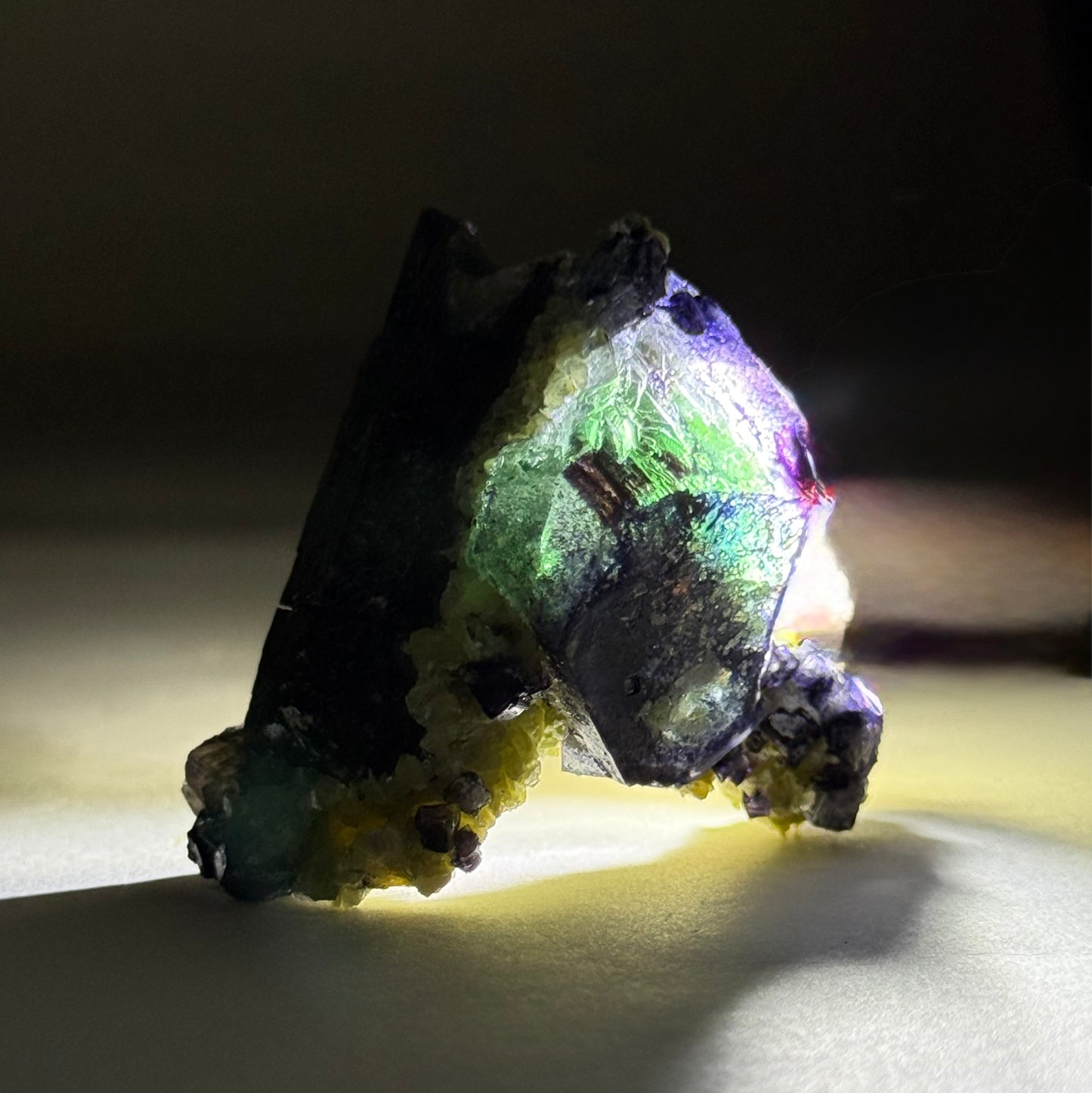 Fluorite on Schorl